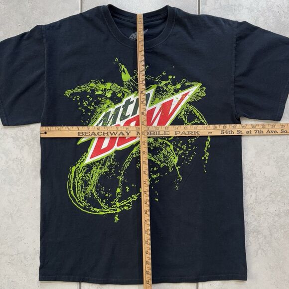 Vintage Y2K Mountain Dew T Shirt Size L Black Mtn  Dew Splash - Picture 6 of 6